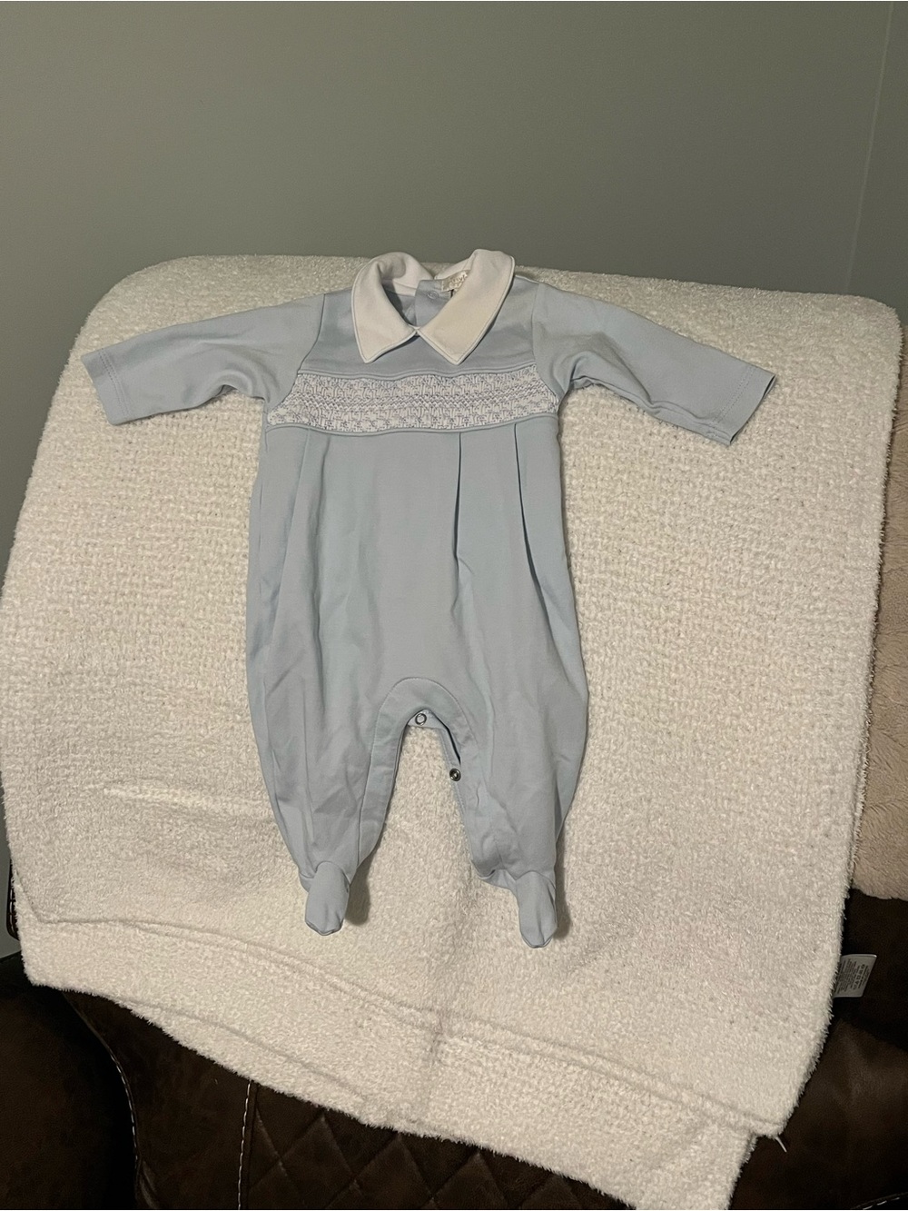 Classic Baby Blue One-Piece with White Collar